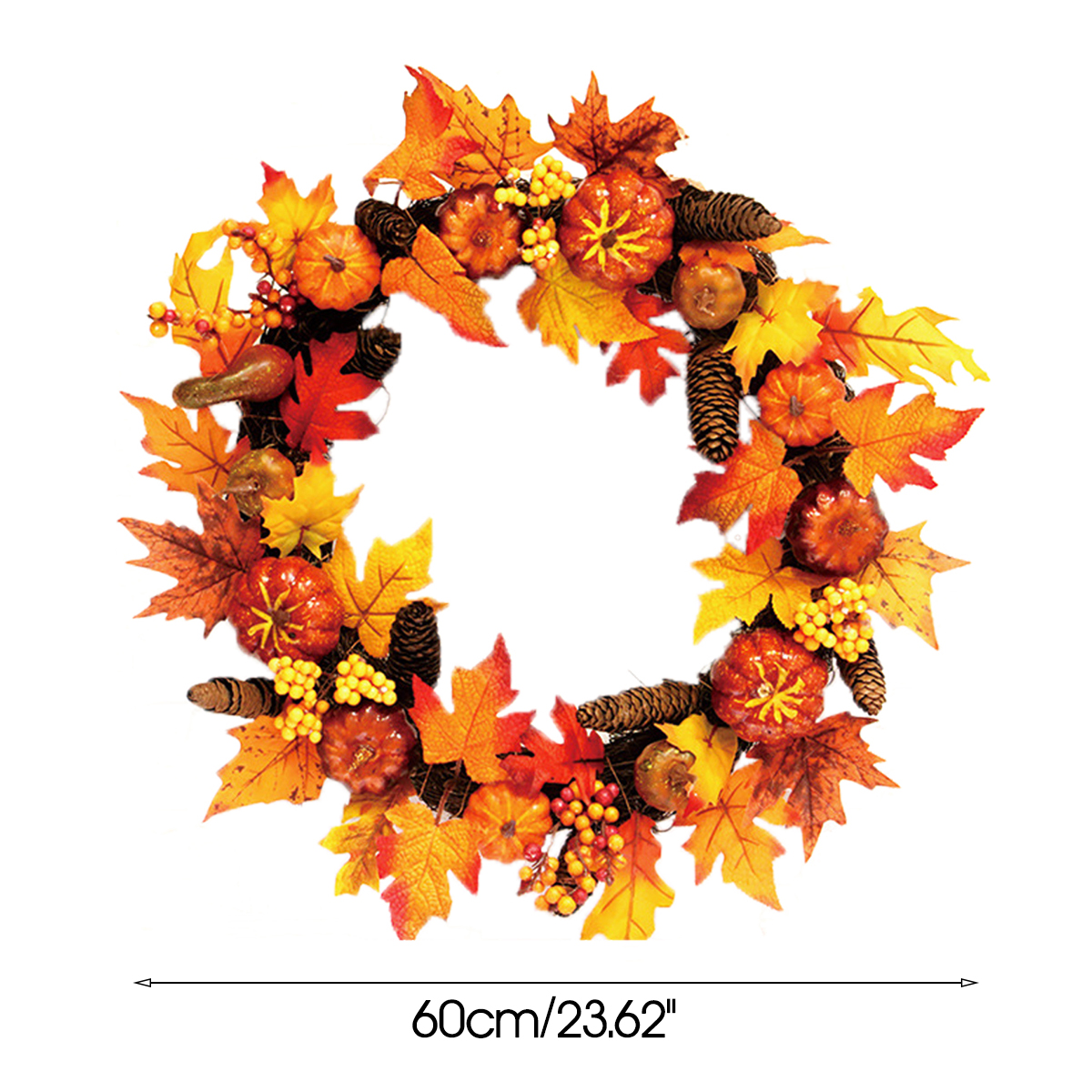 60cm-Christmas-Maple-Leaves-Pumpkin-Berry-Wreath-Garland-Door-Hanging-Craft-Decorations-1386278-12