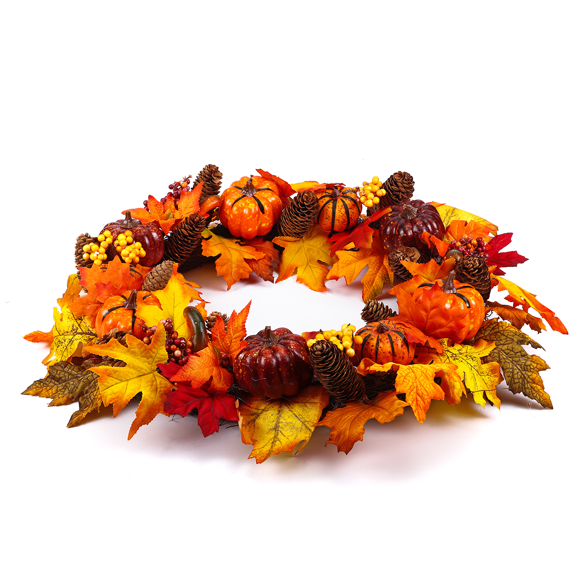 60cm-Christmas-Maple-Leaves-Pumpkin-Berry-Wreath-Garland-Door-Hanging-Craft-Decorations-1386278-5