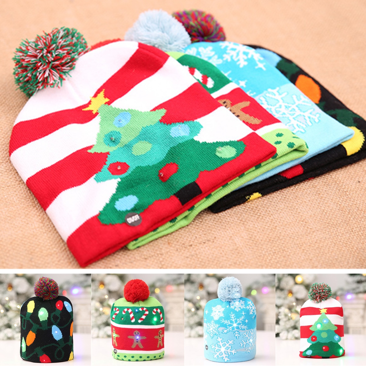 Christmas-LED-Light-Winter-Warm-Beanie-Cap-Santa-Claus-Snowflake-Knitted-Hat-1370284-1