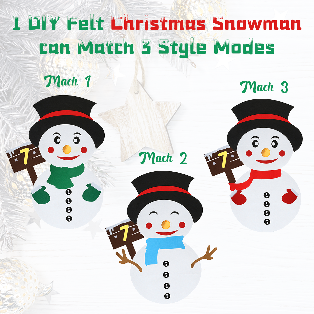 KING-DO-WAY-20x30Inch-40PCS-Christmas-Snowman-Felt-Detackable-Christmas-Ornaments-Set-1892780-7