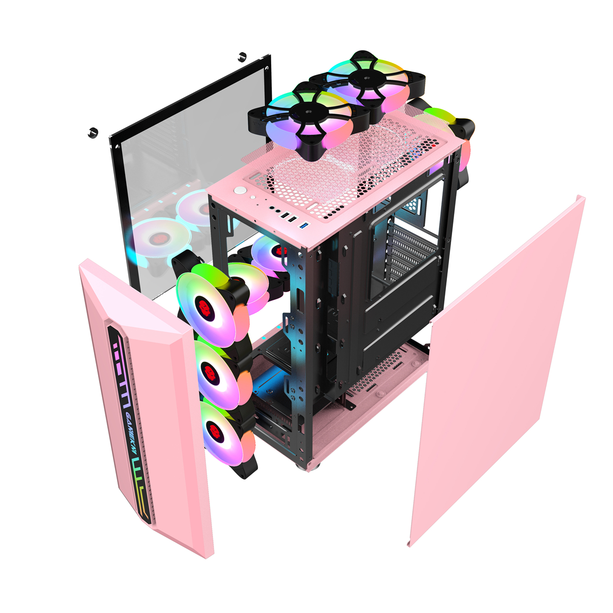 GAMEKM-Computer-Case-Mid-Tower-ATXM-ATXITX-Acrylic-Side-Panel-RGB-Gaming-Computer-PC-Case-USB-30USB--1820803-19