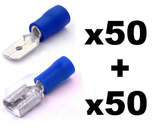 100pcs-Male--Female-Blue-Semi-Insulated-Spade-Crimp-Connectors-956621-2