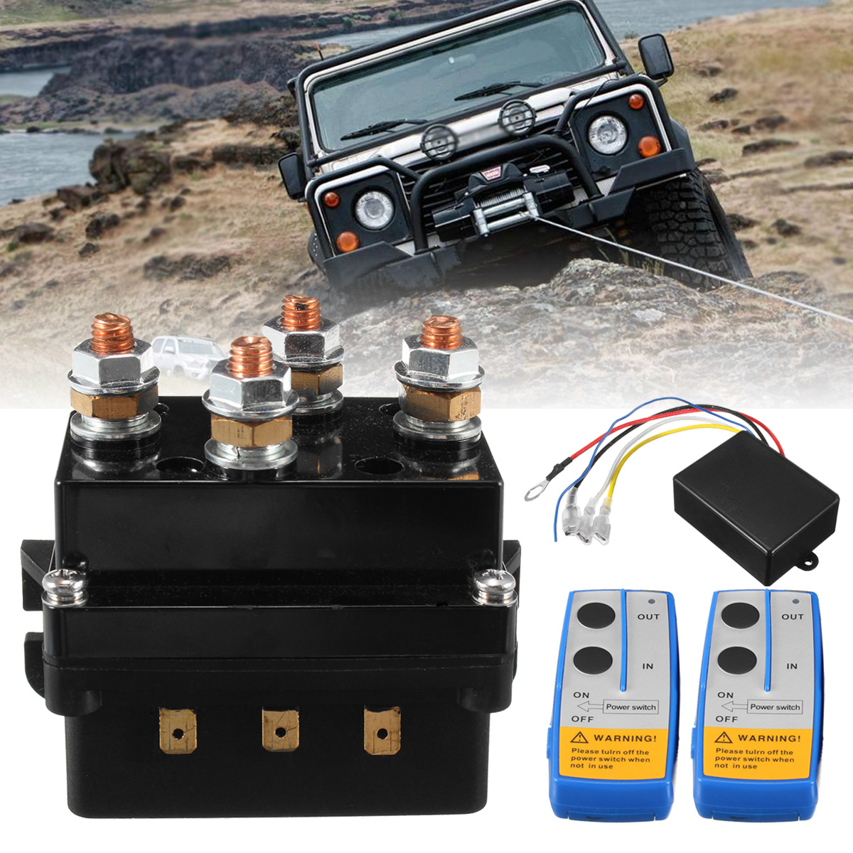 12V-500Amp-HD-Electric-Capstan-Contactor-Winch-Control-Solenoid-Twin-Wireless-Remote-Recovery-4x4-1203790-2