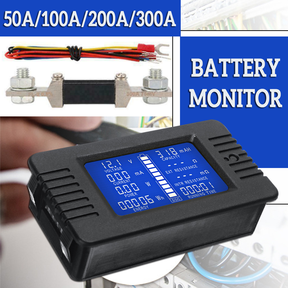 DC-Multifunction-Battery-Monitor-Meter-50A200A300A-LCD-Display-Digital-Current-Multimeter-Voltmeter--1608007-1