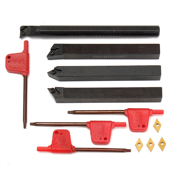 Drillpro-4pcs-10mm-Shank-Lathe-Boring-Bar-Turning-Tool-Holder-With-4pcs-DCMT070204-Inserts-1098957-3