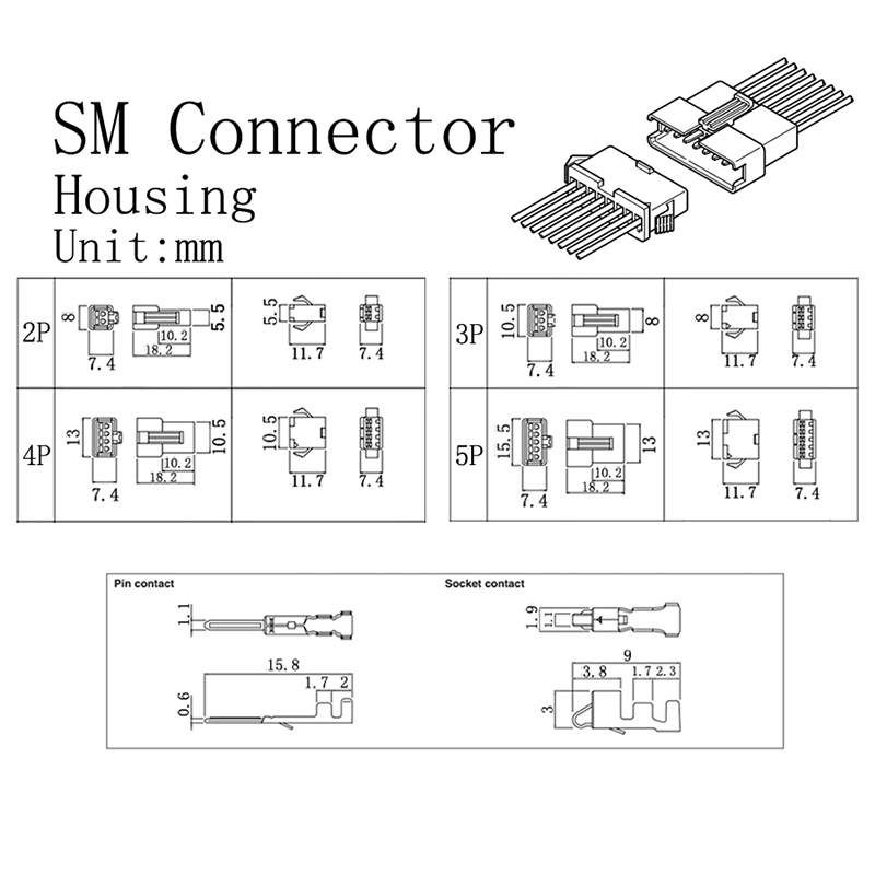 200pcs 254mm Pitch Jst Sm Connector Kit 2345pin Malefemale Housing Pin Header Crimp