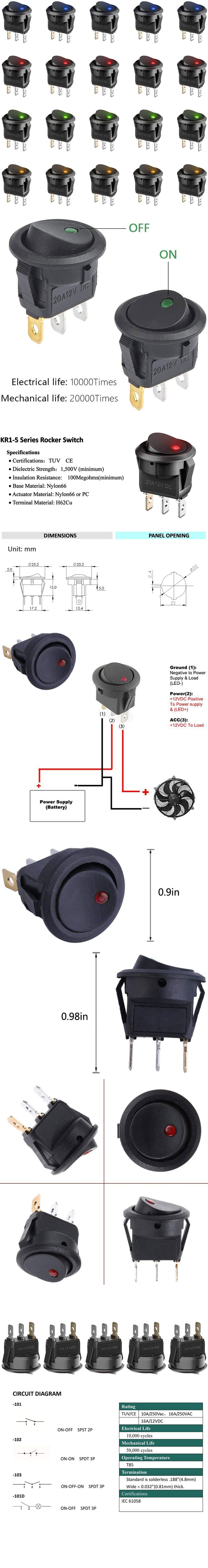 20PCS-3Pin-20A-12V-Round-Rocker-Toggle-Switch-with-LED-Light-Blue-Yellow-Red-Green-Light-On-Off-Cont-1976185-1