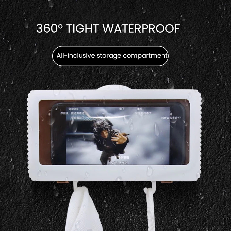 Bakeey-Rotational-Base-HD-Touch-Screen-Waterproof-Phone-Case-with-Hook-Bathroom-Wall-Mounted-Holder--1885015-2