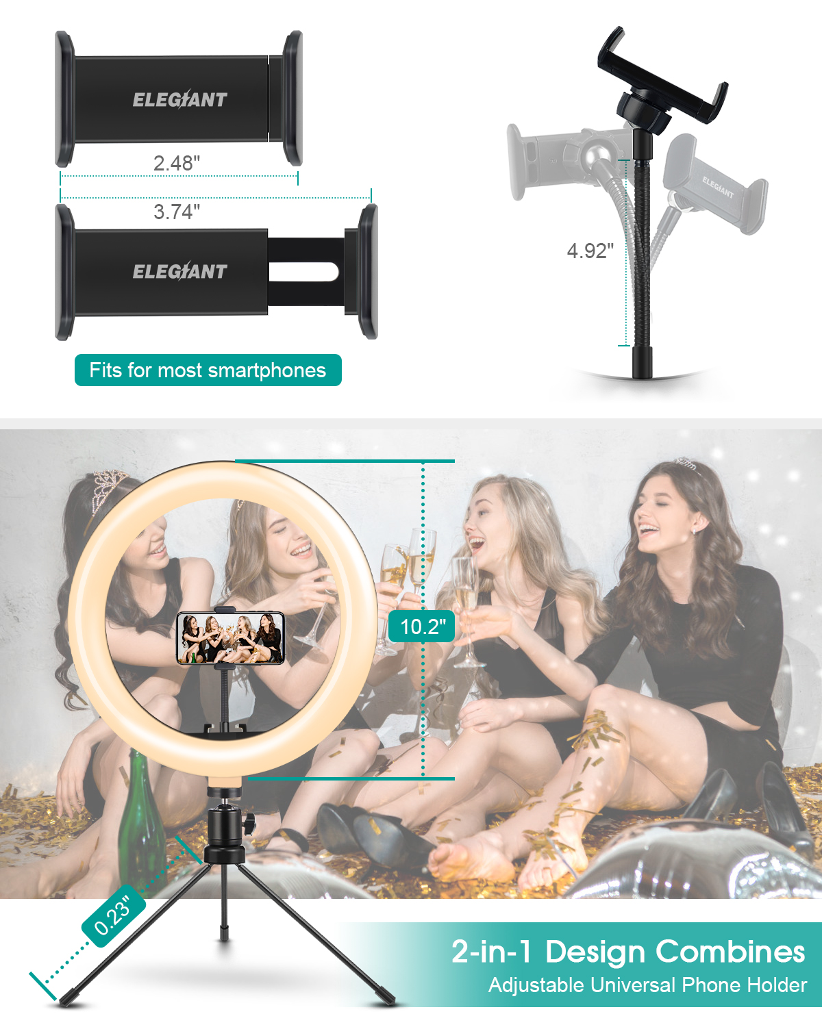 ELEGIANT-EGL-02S-10-inch-3-Color-Modes-Dimmable-LED-Ring-Full-Light-Tripod-Stand-Live-Selfie-Holder--1855695-4