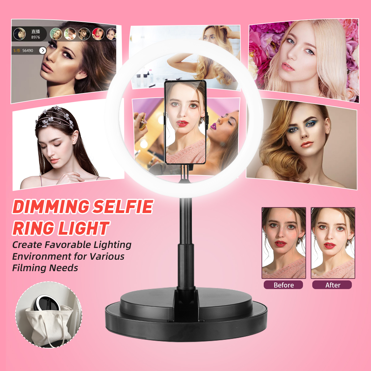 LED-Ring-Light-with-Tripod-Dimmable-Makeup-Phone-Holder-Youtube-Live-1670580-2