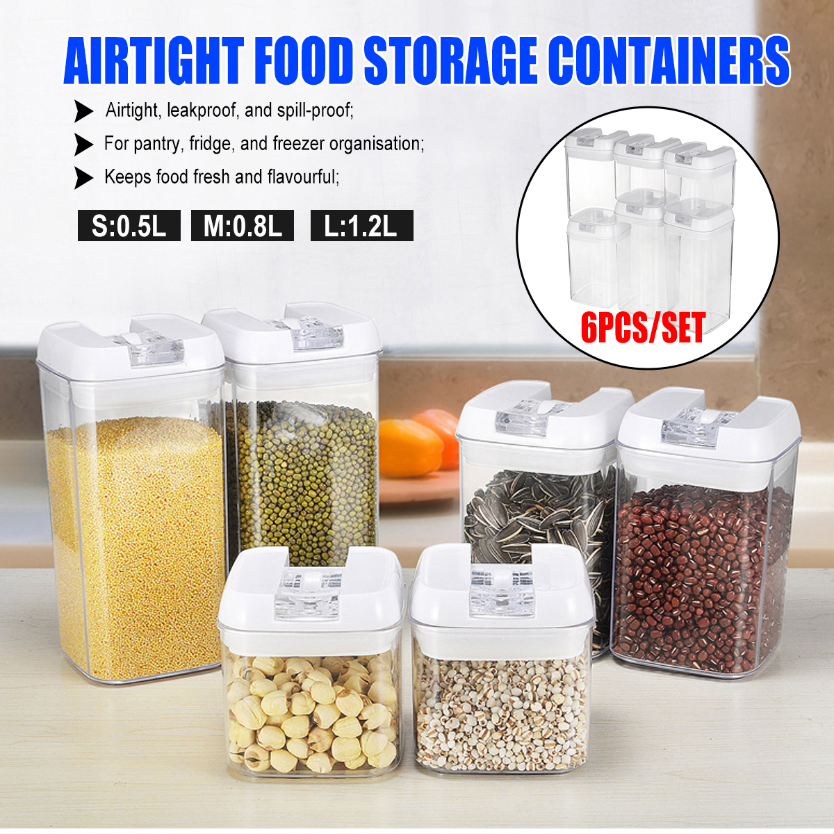 6pcs-Airtight-Refrigerator-Food-Container-Storage-with-Lock-Lids-Plastic-Transparent-Multigrain-Cont-1752734-2
