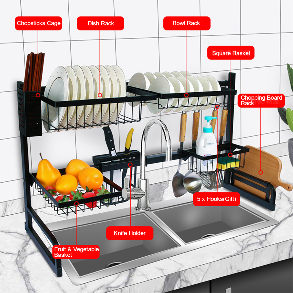 Iron-Art-Retractable-Storage-Rack-63-93cm-Carbon-Steel-Multifunctional-Dish-Rack-Kitchen-Accessories-1767743-9
