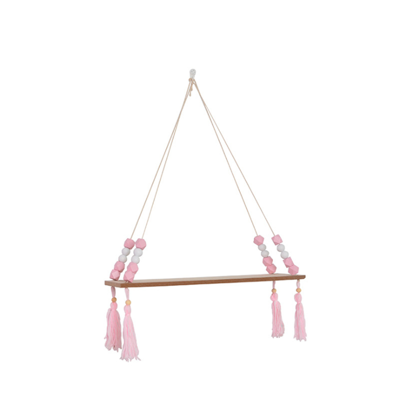 Nordic-Wood-Wall-Mounted-Shelf-Beads-Board-Tassels-Hanging-Storage-Shelf-Floating-Rack-Book-Holder-B-1736114-9