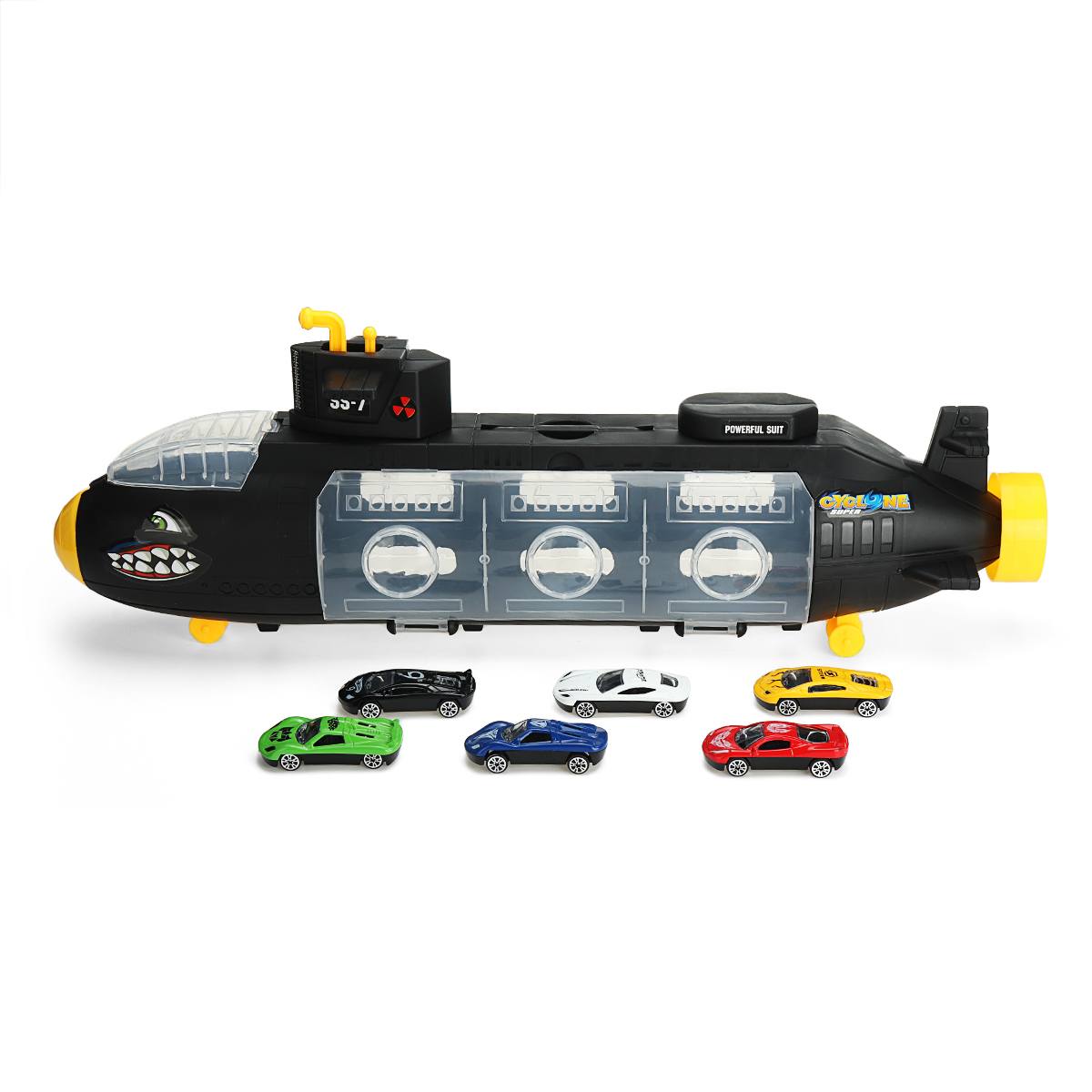 Alloy-Inertia-Shark-Artillery-Submarine-Vehicle-Set-Diecast-Car-Model-Toys-for-Kids-Gift-1651727-3