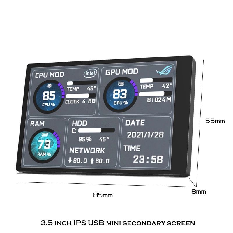 Computer-Monitor-for-Mini-ITX-Case-35quot-IPS-TYPE-C-Secondary-Screen-CPU-GPU-RAM-HDD-USB-Display-AI-1952940-9