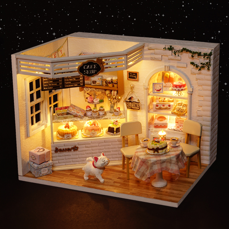 CuteRoom-H-014-Cake-Diary-Shop-DIY-Dollhouse-With-Music-Cover-Light-House-Model-1211779-1