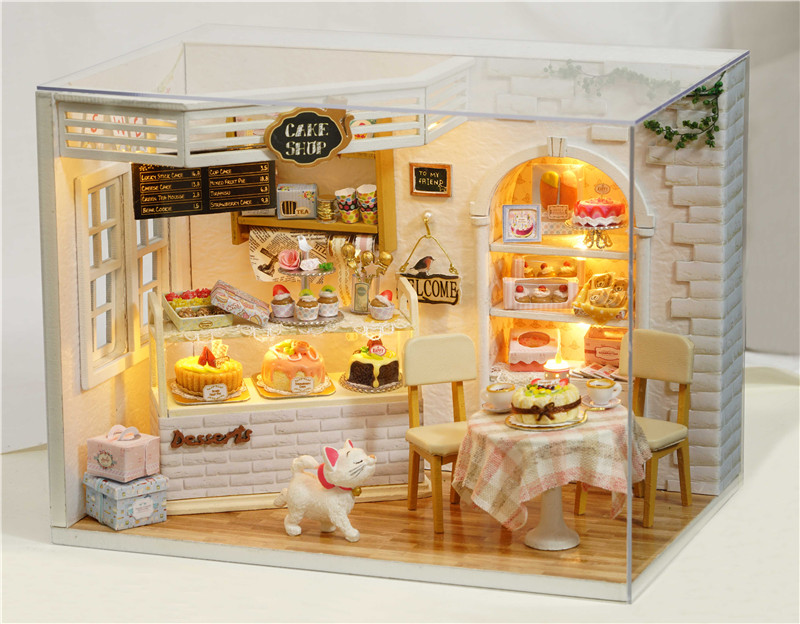 CuteRoom-H-014-Cake-Diary-Shop-DIY-Dollhouse-With-Music-Cover-Light-House-Model-1211779-4