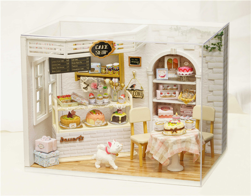 CuteRoom-H-014-Cake-Diary-Shop-DIY-Dollhouse-With-Music-Cover-Light-House-Model-1211779-5