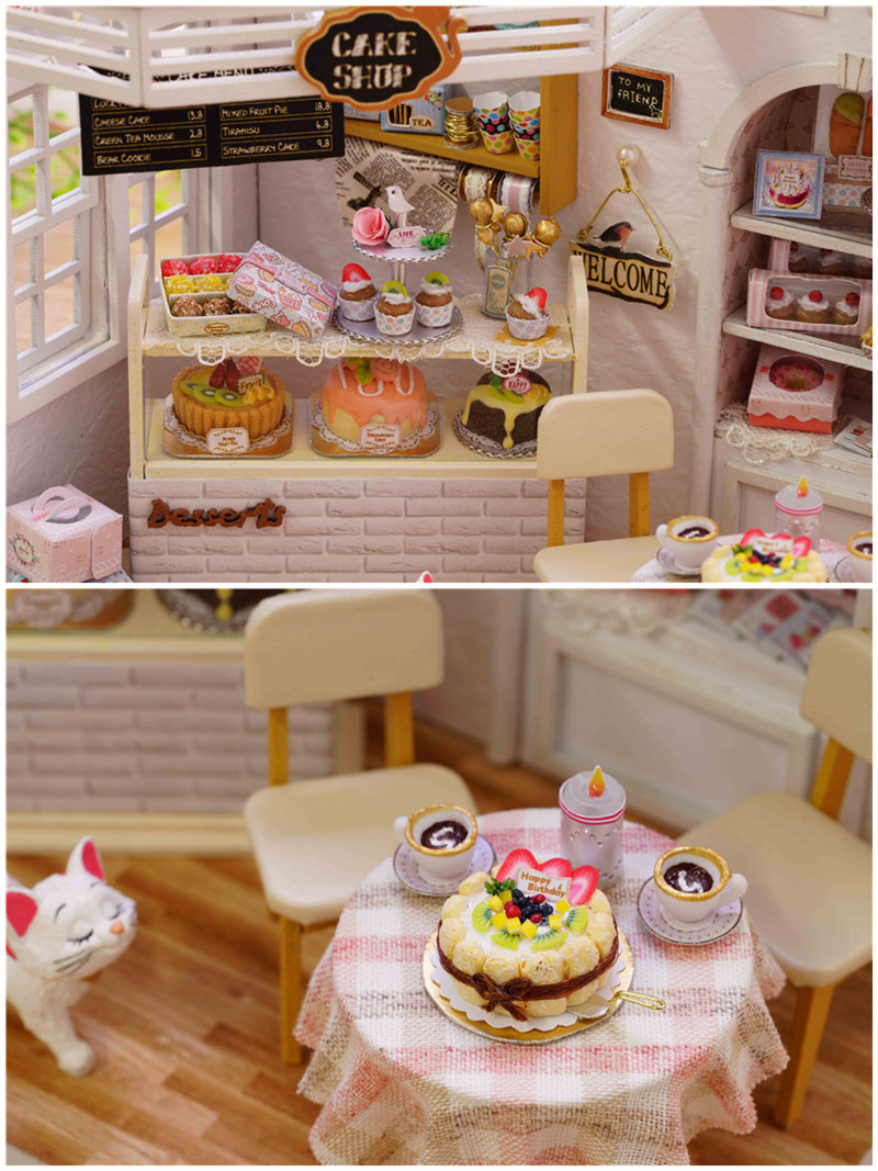 CuteRoom-H-014-Cake-Diary-Shop-DIY-Dollhouse-With-Music-Cover-Light-House-Model-1211779-6