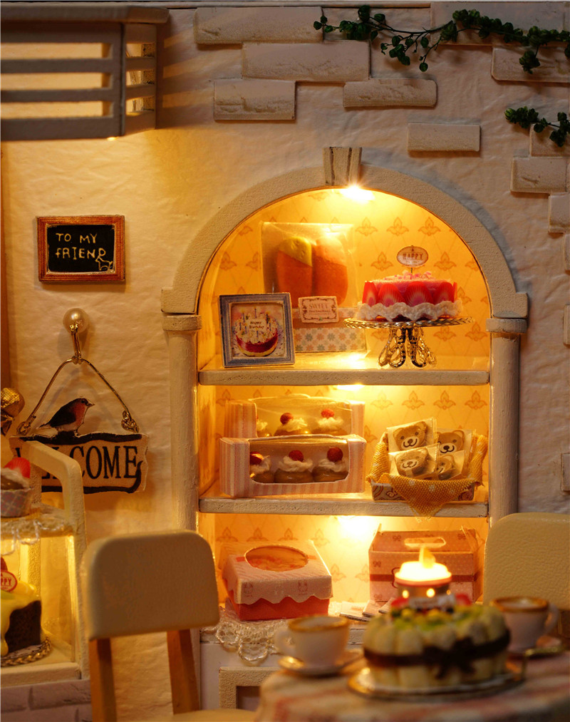 CuteRoom-H-014-Cake-Diary-Shop-DIY-Dollhouse-With-Music-Cover-Light-House-Model-1211779-10