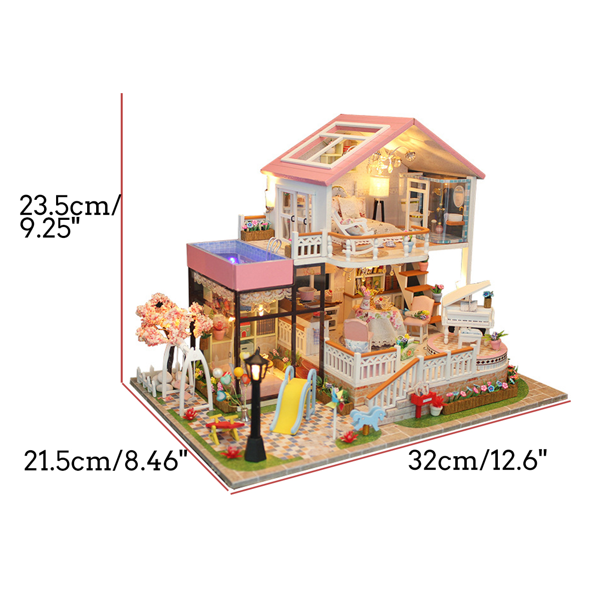 Hongda-DIY-Cabin-Hand-assembled-Doll-House-with-LED-Light-Home-Decor-Model-Toys-1616325-12