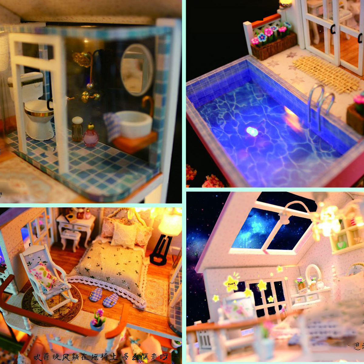 Hongda-DIY-Cabin-Hand-assembled-Doll-House-with-LED-Light-Home-Decor-Model-Toys-1616325-4