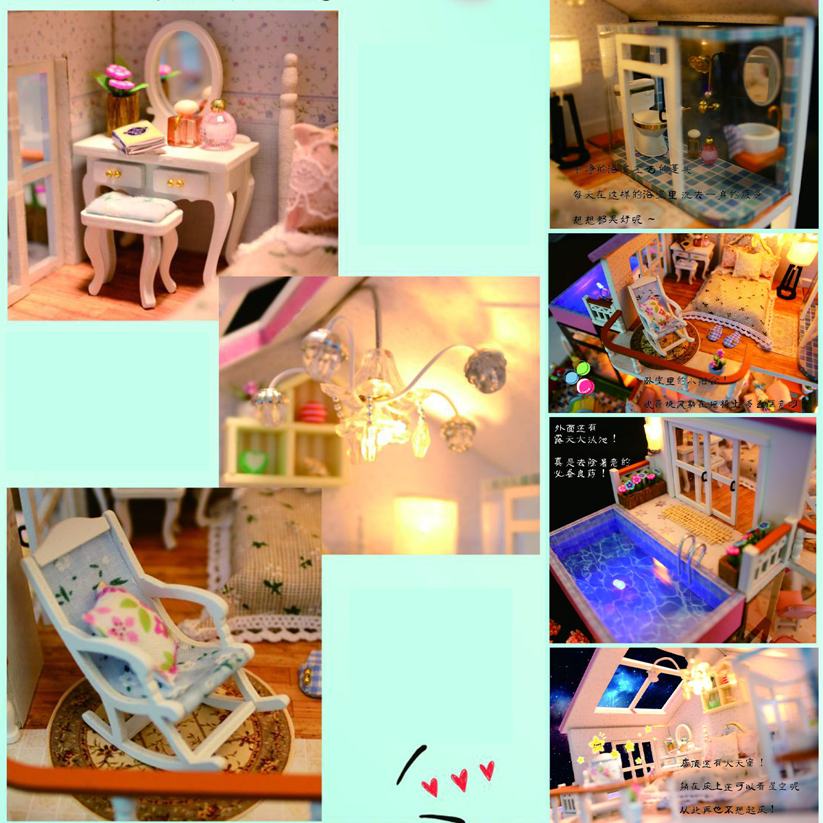 Hongda-DIY-Cabin-Hand-assembled-Doll-House-with-LED-Light-Home-Decor-Model-Toys-1616325-8