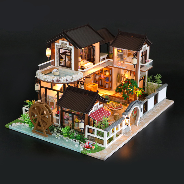 Hoomeda-13848-DIY-Doll-House-Dream-In-Ancient-Town-With-Cover-Music-Movement-Gift-Decor-Toys-1445985-4
