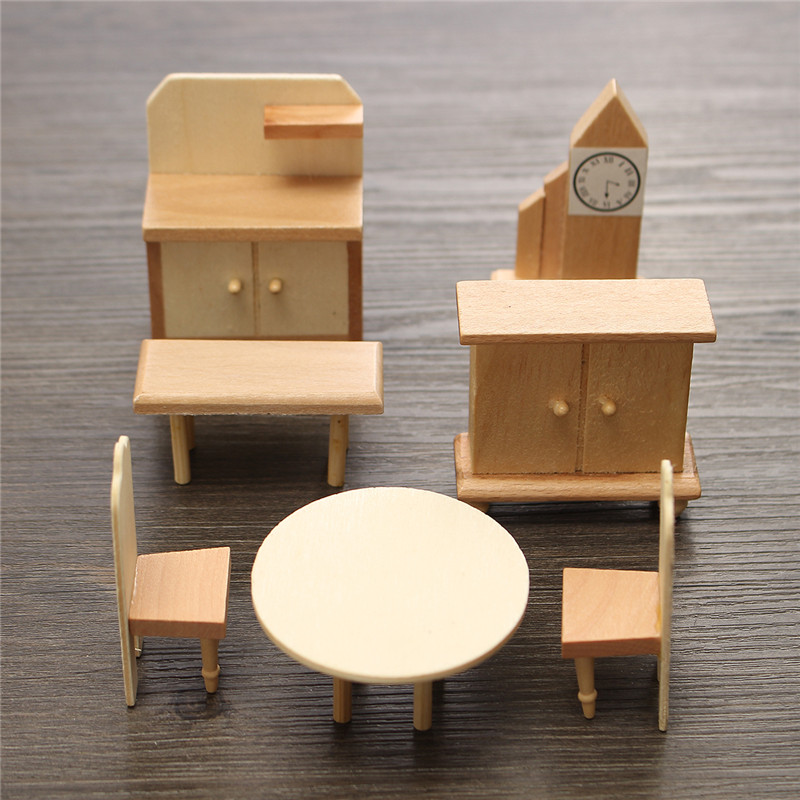 New-29-Pcs-124-Scale-Dollhouse-Miniature-Unpainted-Wooden-Furniture-Model-Suite-1122653-11
