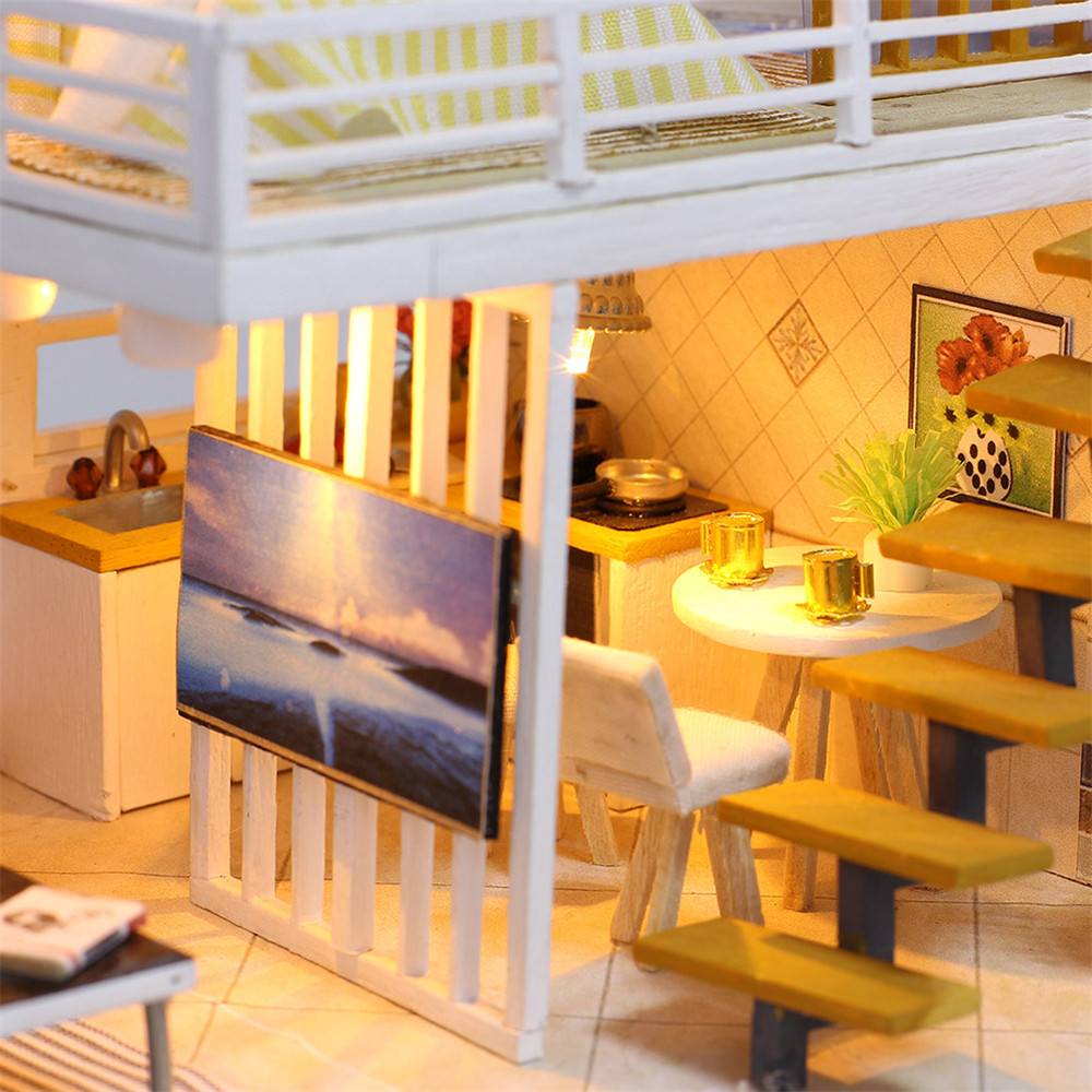 iiecreate-K031-Simple-And-Elegan-DIY-Doll-House-With-Furniture-Light-Cover-Gift-Toy-1293920-6