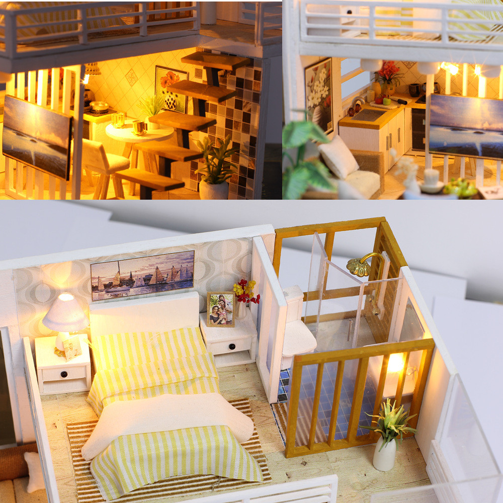 iiecreate-K031-Simple-And-Elegan-DIY-Doll-House-With-Furniture-Light-Cover-Gift-Toy-1293920-9