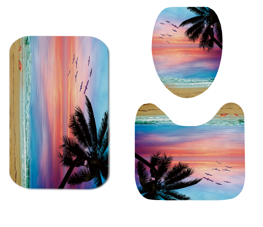 Beach-Sunset-Style-Waterproof-Bathroom-Shower-Curtain-Toilet-Cover-Mat-Non-Slip-Rug-Set-for-Bathroom-1632646-6