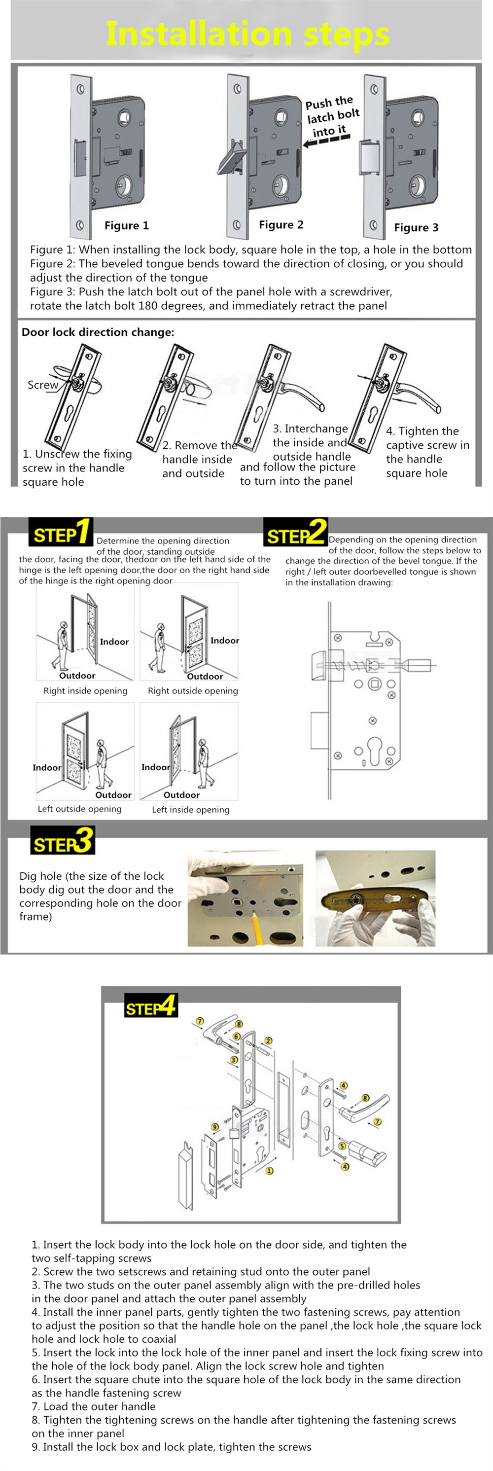 Matte-Black-Aluminum-Door-Lock-Mechanical-Interior-Door-Handle-Cylinder-Lock-Lever-Latch-Home-Securi-1790958-12