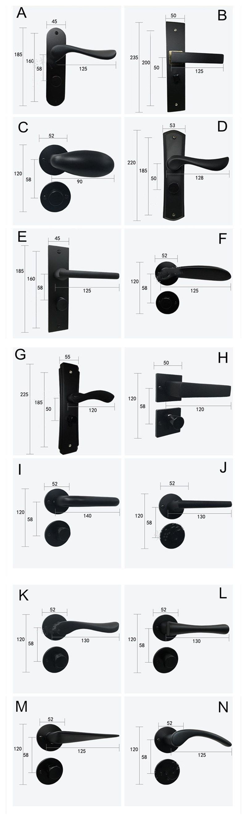 Matte-Black-Aluminum-Door-Lock-Mechanical-Interior-Door-Handle-Cylinder-Lock-Lever-Latch-Home-Securi-1790958-10