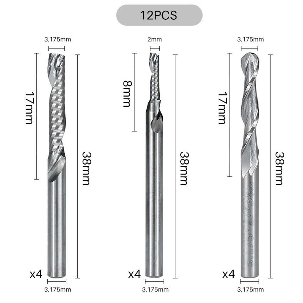 12-Pcs-Carbide-End-Mill-Cutter-18quot-Cnc-Router-Bits-Double-Flute-Tools-1-Flute-Single-Edged-Millin-1856635-3