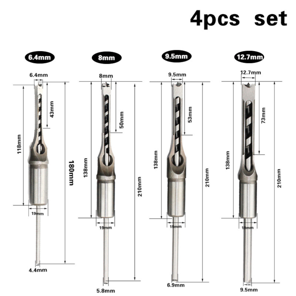 146Pcs-HSS-Twist-Drill-Bits-Square-Auger-Mortising-Chisel-Drill-Set-Square-Hole-Woodworking-Drill-To-1805383-1