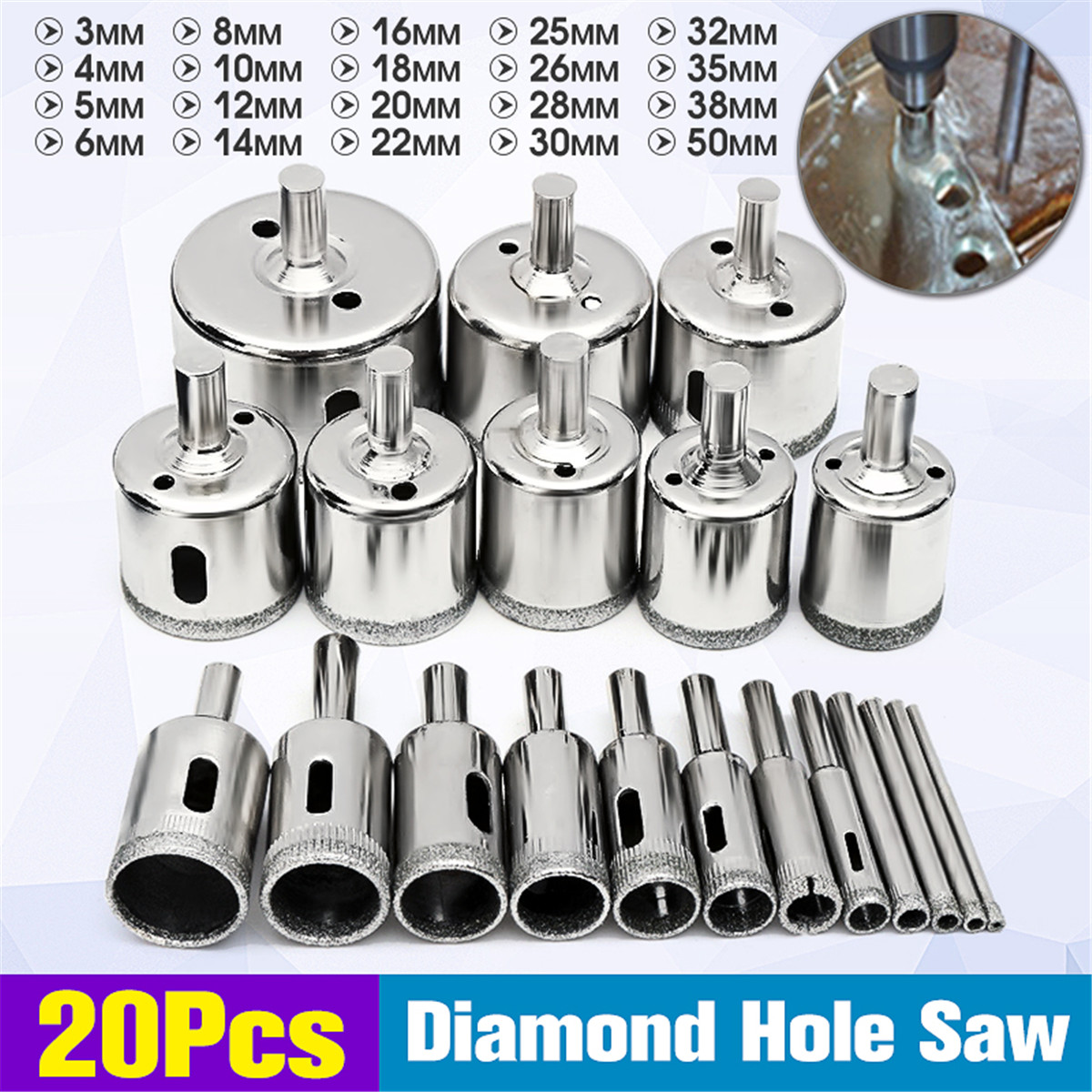 20Pcs-Diamond-Coated-Core-Drill-Bit-Set-3-50mm-Hole-Saw-Cutter-for-Glass-Marble-Granite-1177294-1