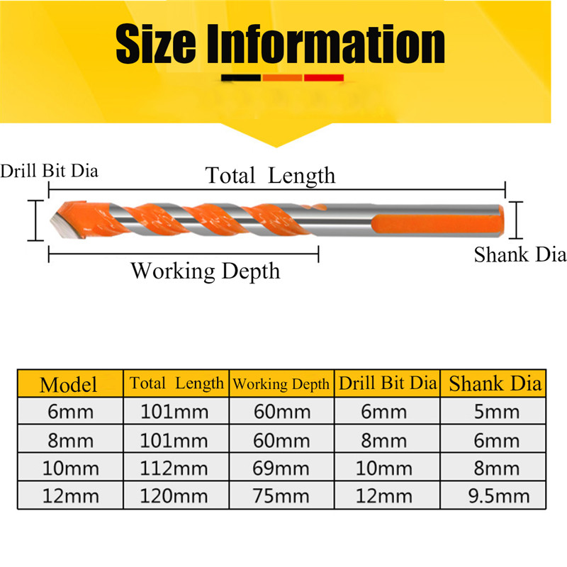 5Pcs-681012mm-Triangular-overlord-Handle-Multifunctional-Auger-Drill-Bits-For-Tile-Glass-Wall-Wood-1548498-8