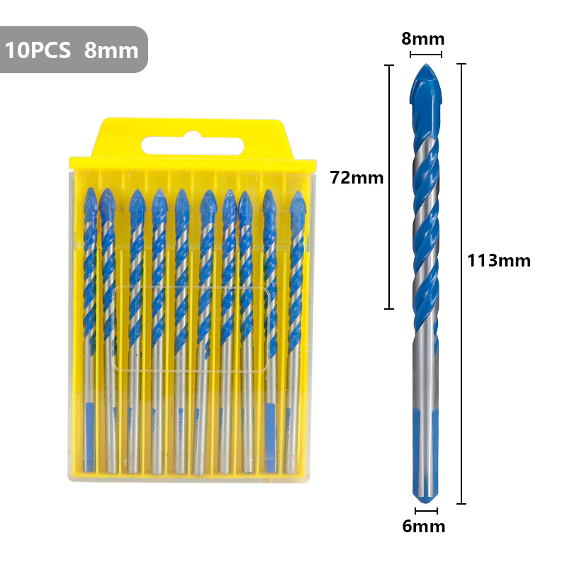 Drillpro-10pcs-6mm-8mm-Triangle-Twist-Drill-Bit-Multifunctional-Hole-Saw-Cutter-Set-for-Concrete-Bri-1743382-10