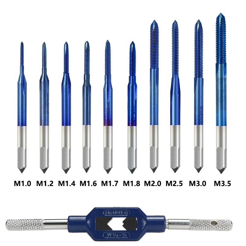 Drillpro-11Pcs-Blue-Nano-Thread-Tap-with-Adjustable-Tap-Wrench-M1-M35-HSS-Metric-Plug-Tap-Screw-Tap--1721136-1