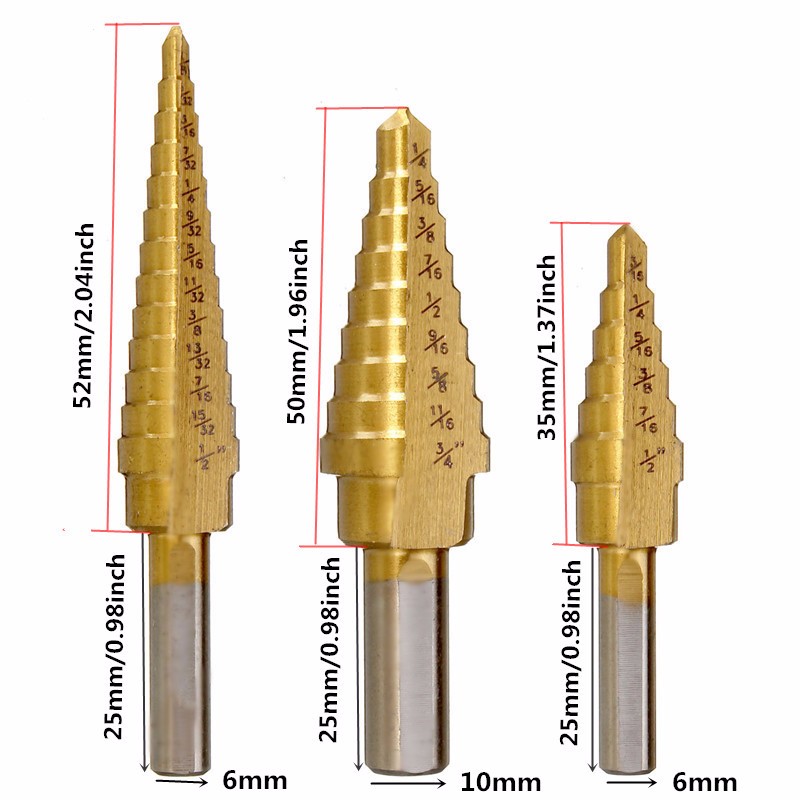 Drillpro-3Pcs-HSS-Round-Shank-Titanium-Coated-Quick-Change-Step-Drill-Bits-316-12-18-12-14-34-Inch-1718144-3