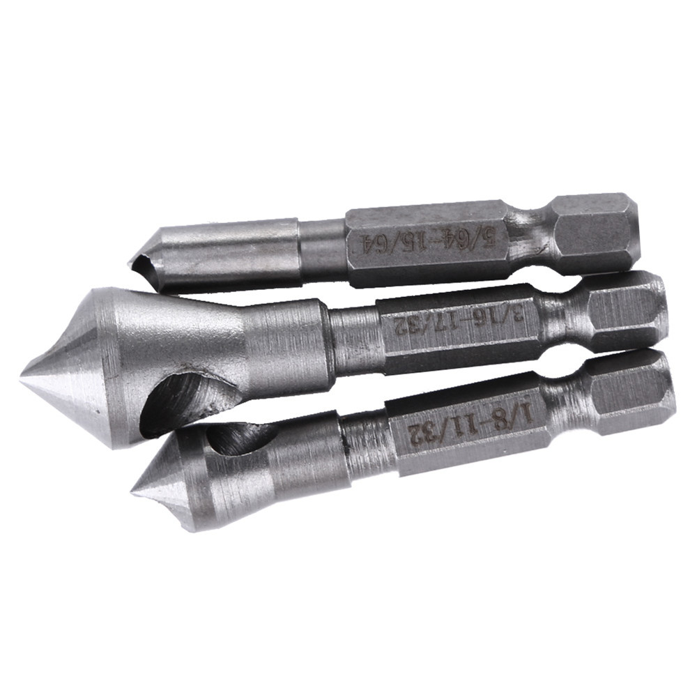 Drillpro-3pcs-Countersink-Drill-Bit-HSS-Deburring-Drill-Bit-Woodworking-Metal-Tool-1356757-2