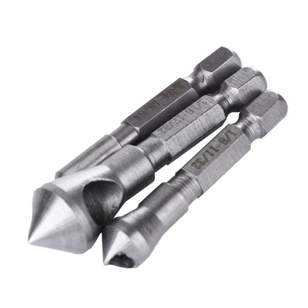 Drillpro-3pcs-Countersink-Drill-Bit-HSS-Deburring-Drill-Bit-Woodworking-Metal-Tool-1356757-3