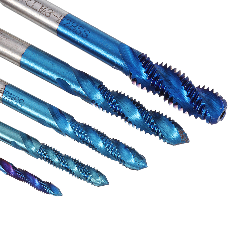 Drillpro-5Pcs-M3-M8-Spiral-Thread-Screw-Tap-Drill-Blue-Nano-Coated-Machine-Tap-Metric-Drill-Bit-Set-1576800-10