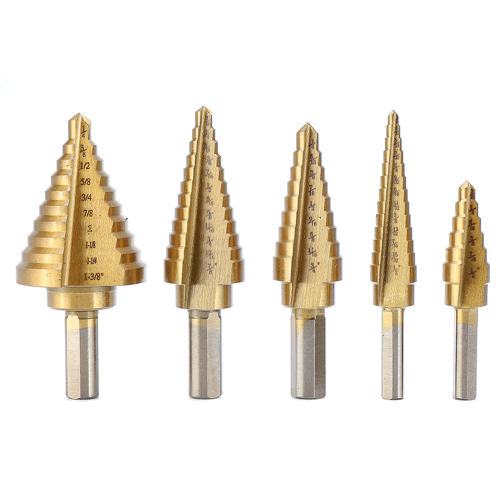 Drillpro-6Pcs-HSS-Titanium-Coated-Step-Drill-Bit-With-Center-Punch-Drill-Set-Hole-Cutter-Drilling-To-1259466-5