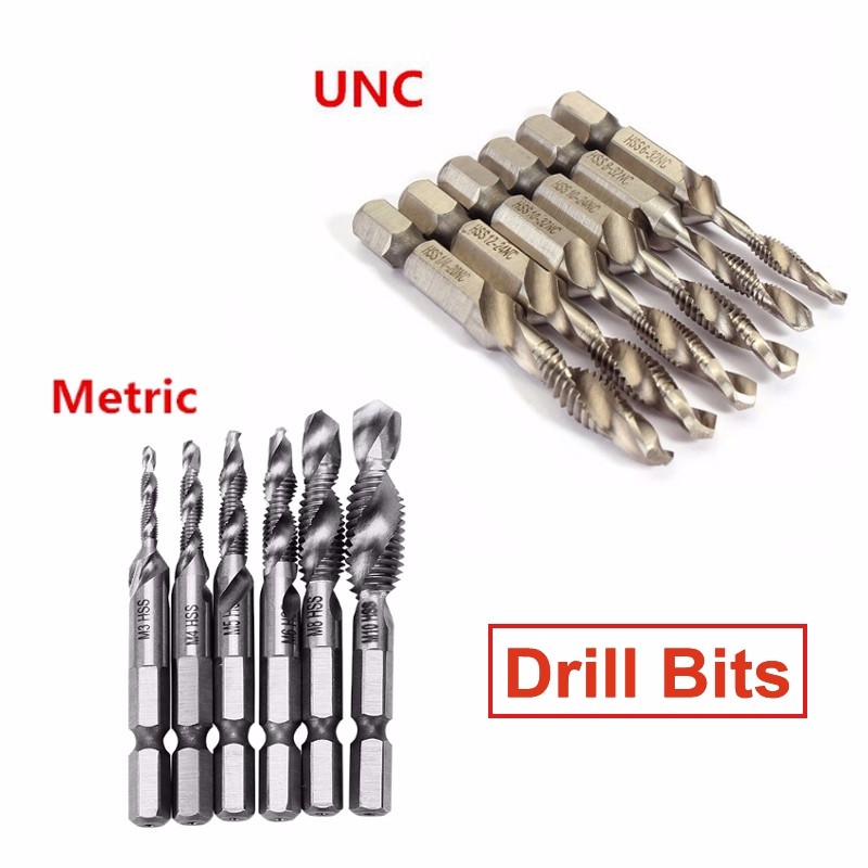 Drillpro-6pcs-HSS-14quot-Hex-Shank-Countersink-Drill-Bit-Set-UNC-or-Metric-Deburr-Countersink-Bits-1006036-9