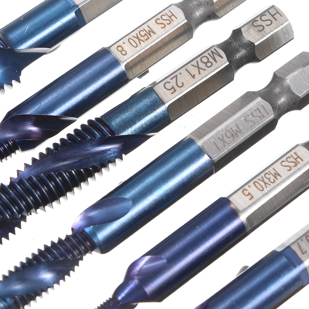 Drillpro-6pcs-M3-M10-Combination-Drill-Tap-Bit-Set-HSS-6542-Blue-Nano-Coated-Deburr-Countersink-Dril-1475740-4