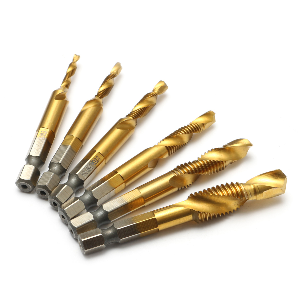 Drillpro-6pcs-M3-M10-Hexagon-Shank-Drill-Tap-Bit-Titanium-Plated-HSS-6542-Deburr-Countersink-Bits-Sc-1023662-7