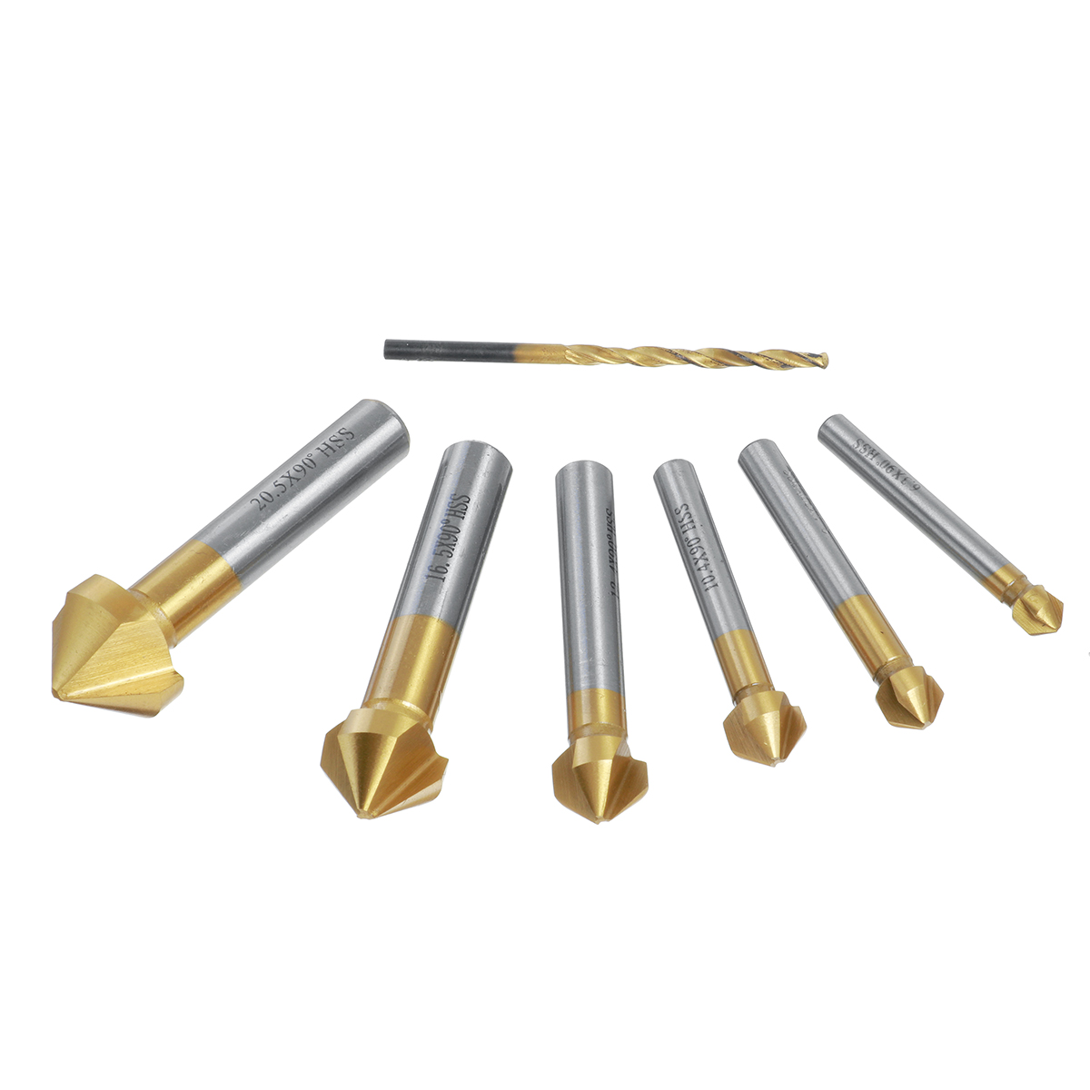 Drillpro-7pcs-5-10mm-HSS-Titanium-Coated-M6-Countersink-Drill-Bit-3-Flute-Chamfer-90-Degree-Chamferi-1840205-4