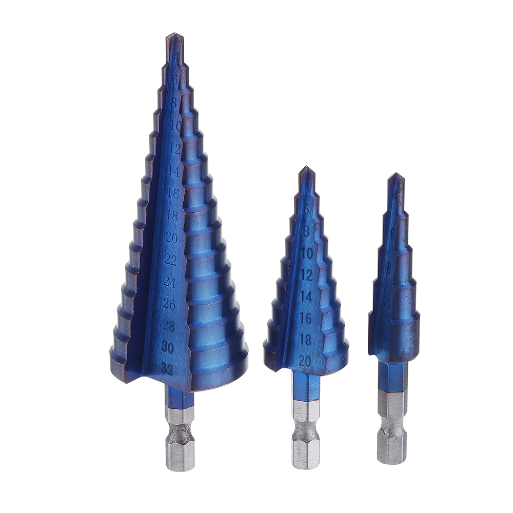 Upgrade-3Pcs-14-Inch-Hex-Shank-Blue-Nano-Coated-Step-Drill-Bit-Set-4-124-124-32mm-1547329-1